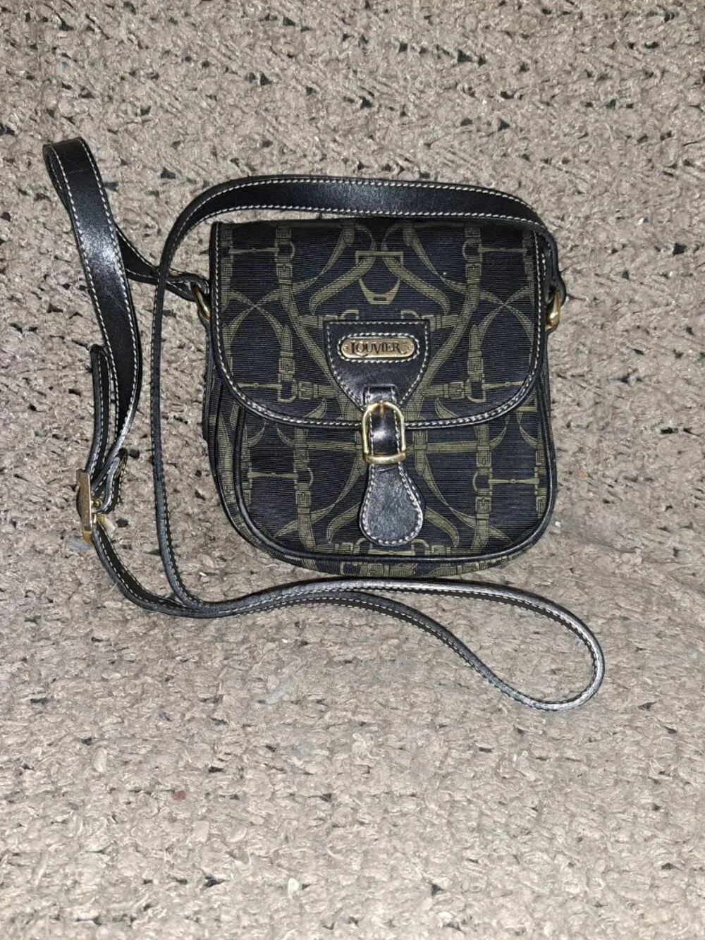 LOUVIER-Paris-Vintage Monogram Canvas-Leather Strap Shoulder Crossbody-Excellent